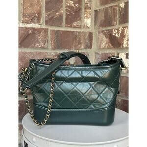 Chanel Gabrielle Hobo Quilted Aged Calfskin Small Green 32214